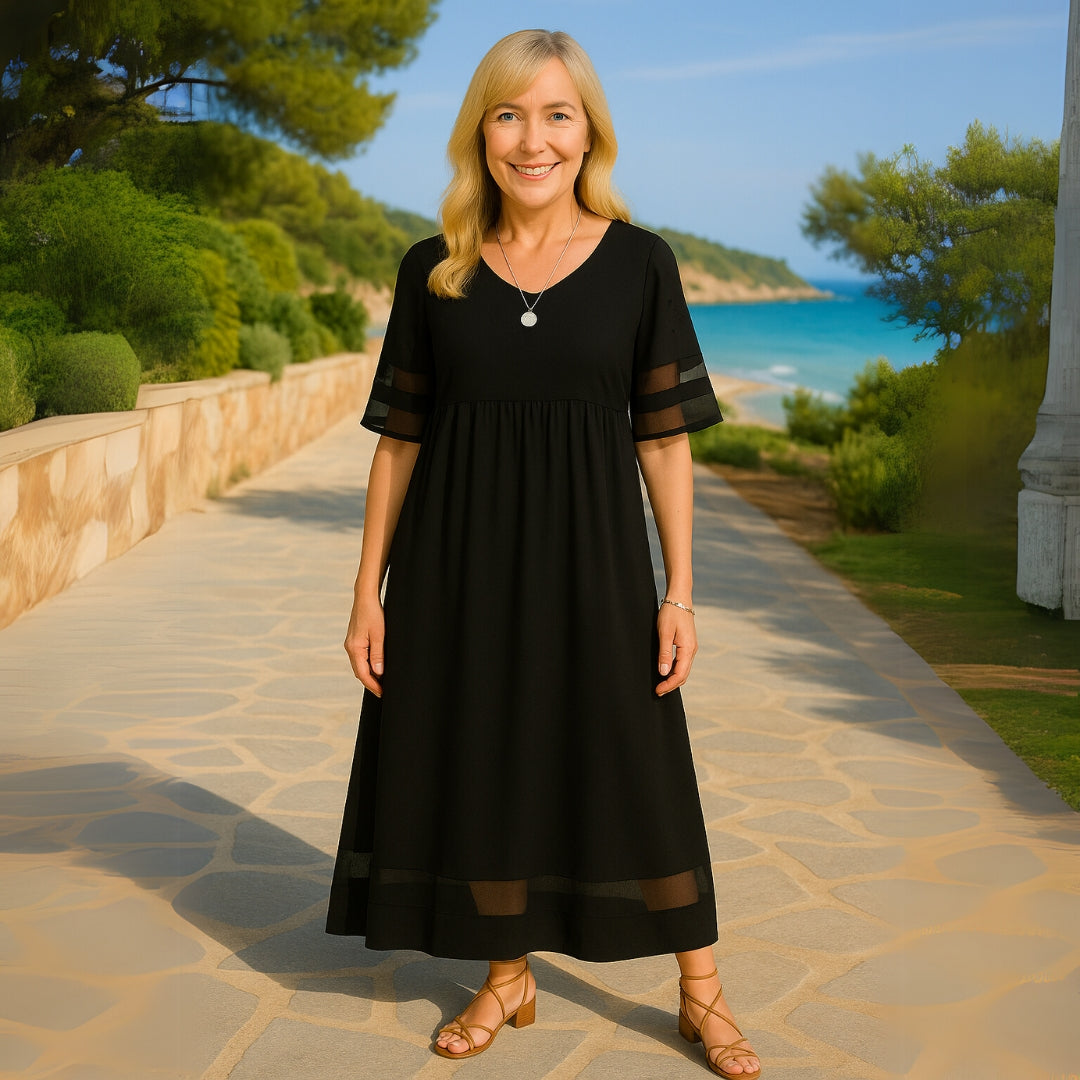 Flowing Fitted Full-Length Maxi Dress for Women