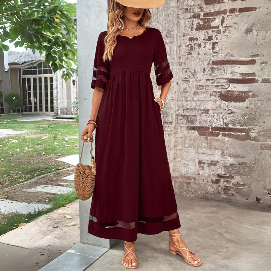 Flowing Fitted Full-Length Maxi Dress for Women