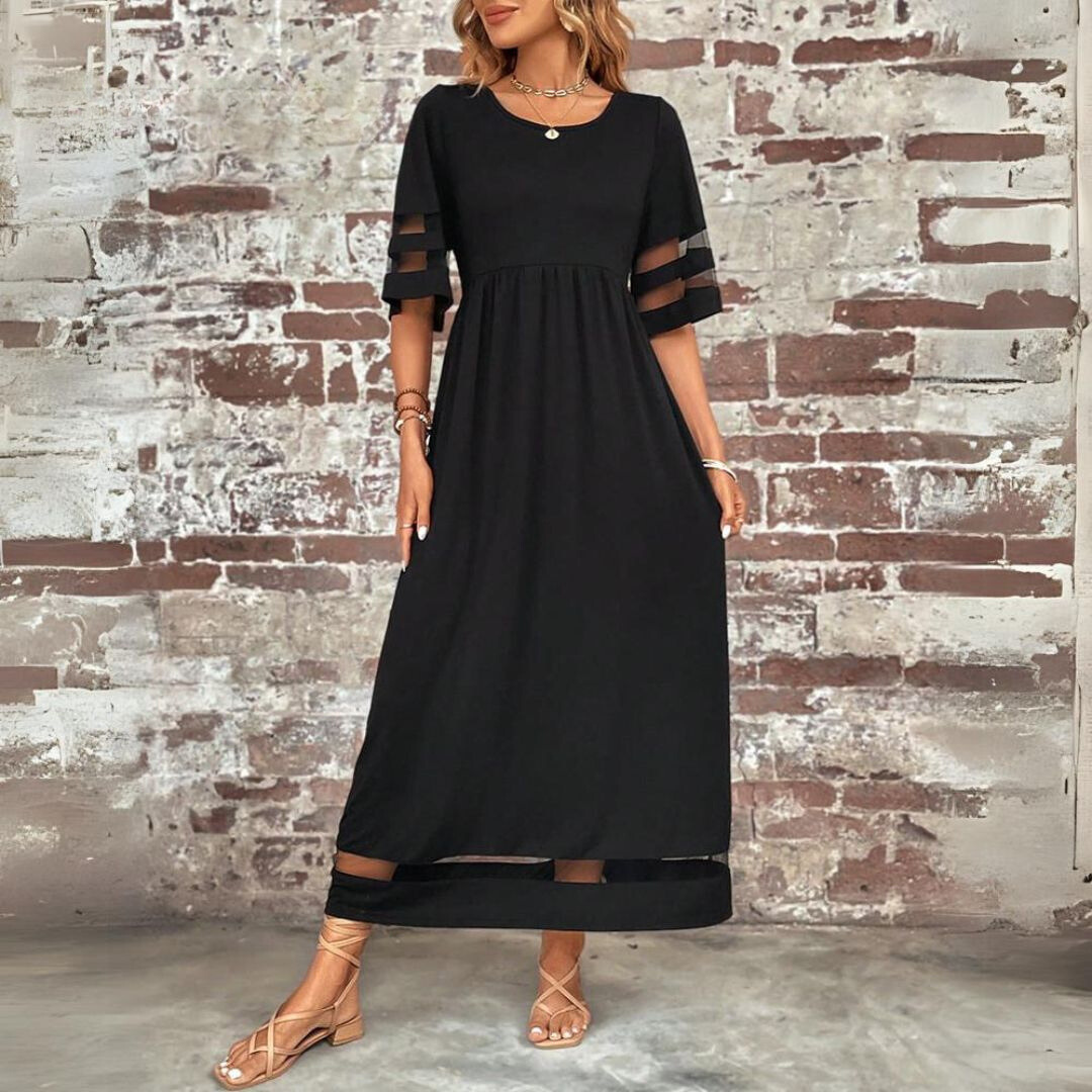 Flowing Fitted Full-Length Maxi Dress for Women