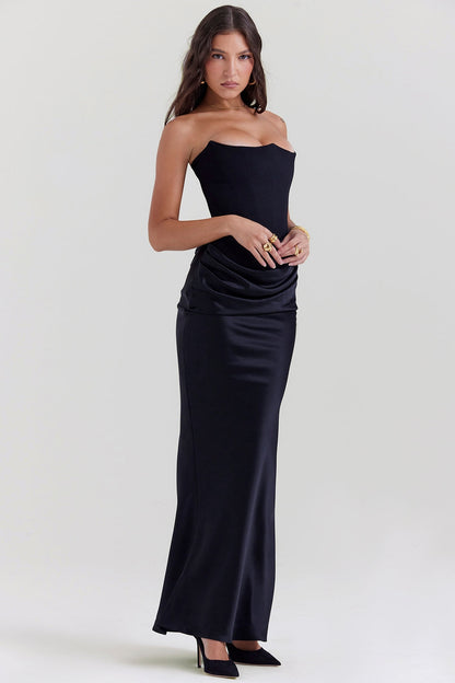 Flowing Full-Length Maxi Dress with Strapless for Women