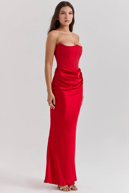 Flowing Full-Length Maxi Dress with Strapless for Women