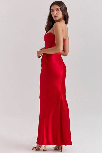 Flowing Full-Length Maxi Dress with Strapless for Women