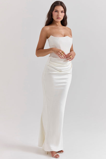 Flowing Full-Length Maxi Dress with Strapless for Women