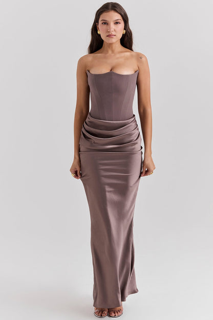 Flowing Full-Length Maxi Dress with Strapless for Women