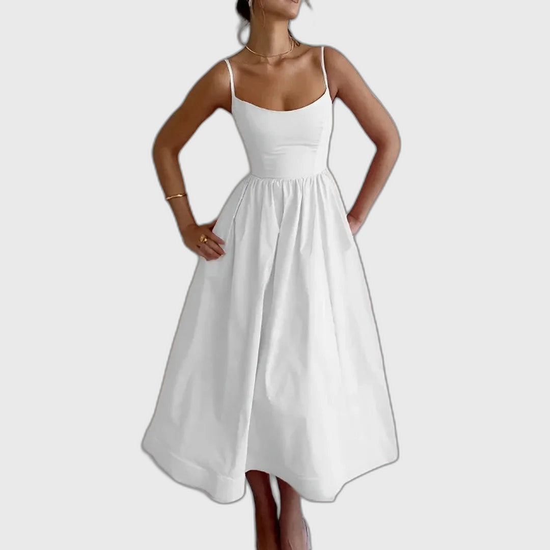 A-Line Fitted Flared Midi Dress for Women