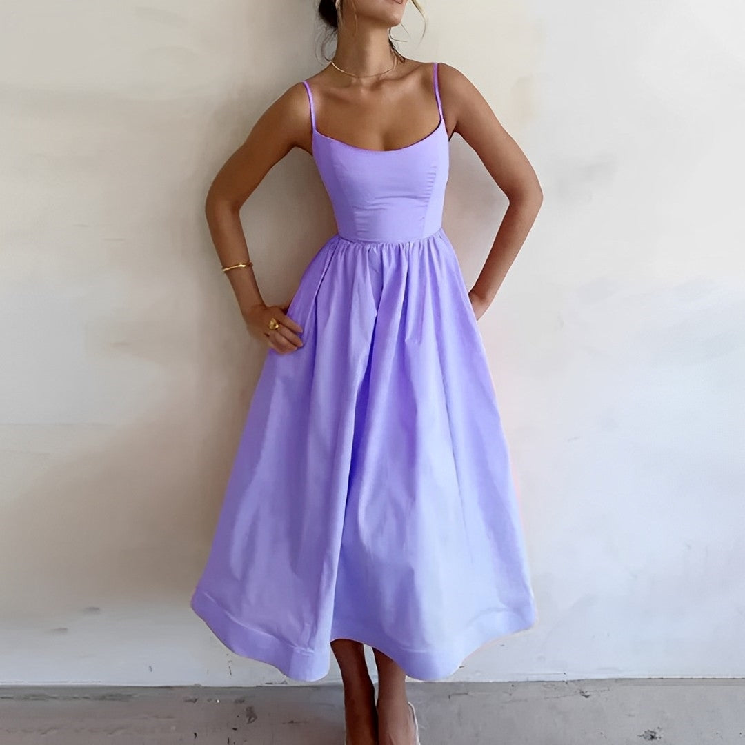 A-Line Fitted Flared Midi Dress for Women