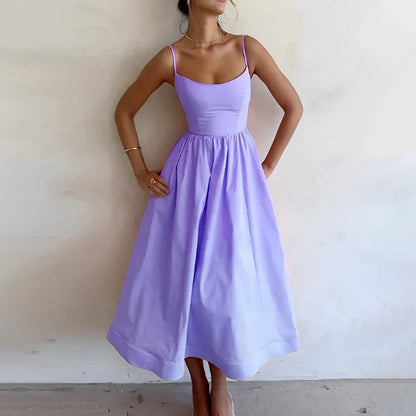 A-Line Fitted Flared Midi Dress for Women