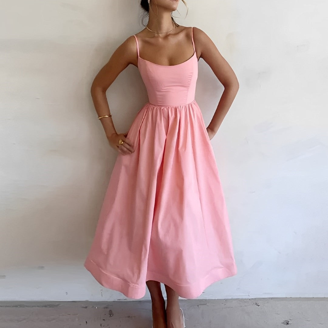 A-Line Fitted Flared Midi Dress for Women