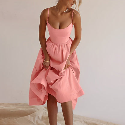 A-Line Fitted Flared Midi Dress for Women