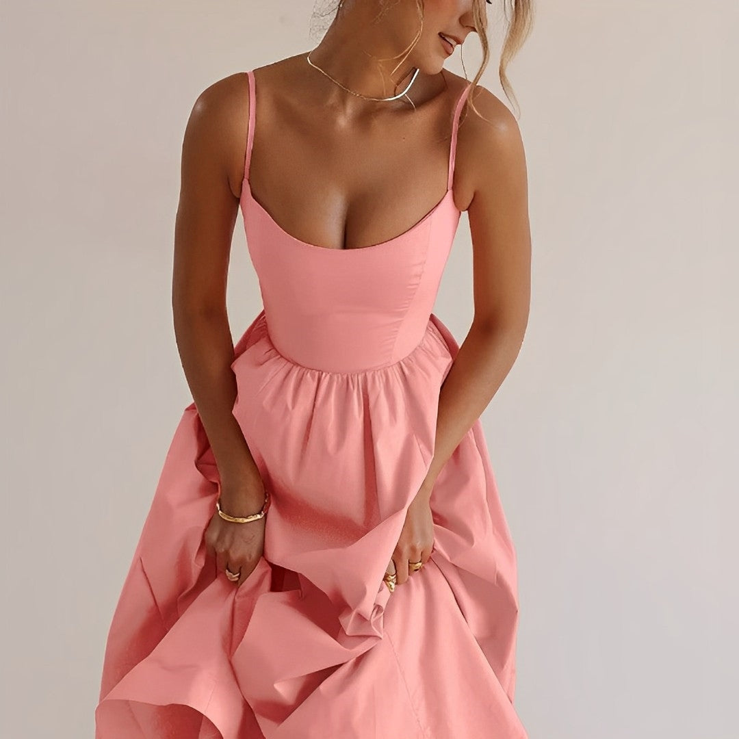 A-Line Fitted Flared Midi Dress for Women