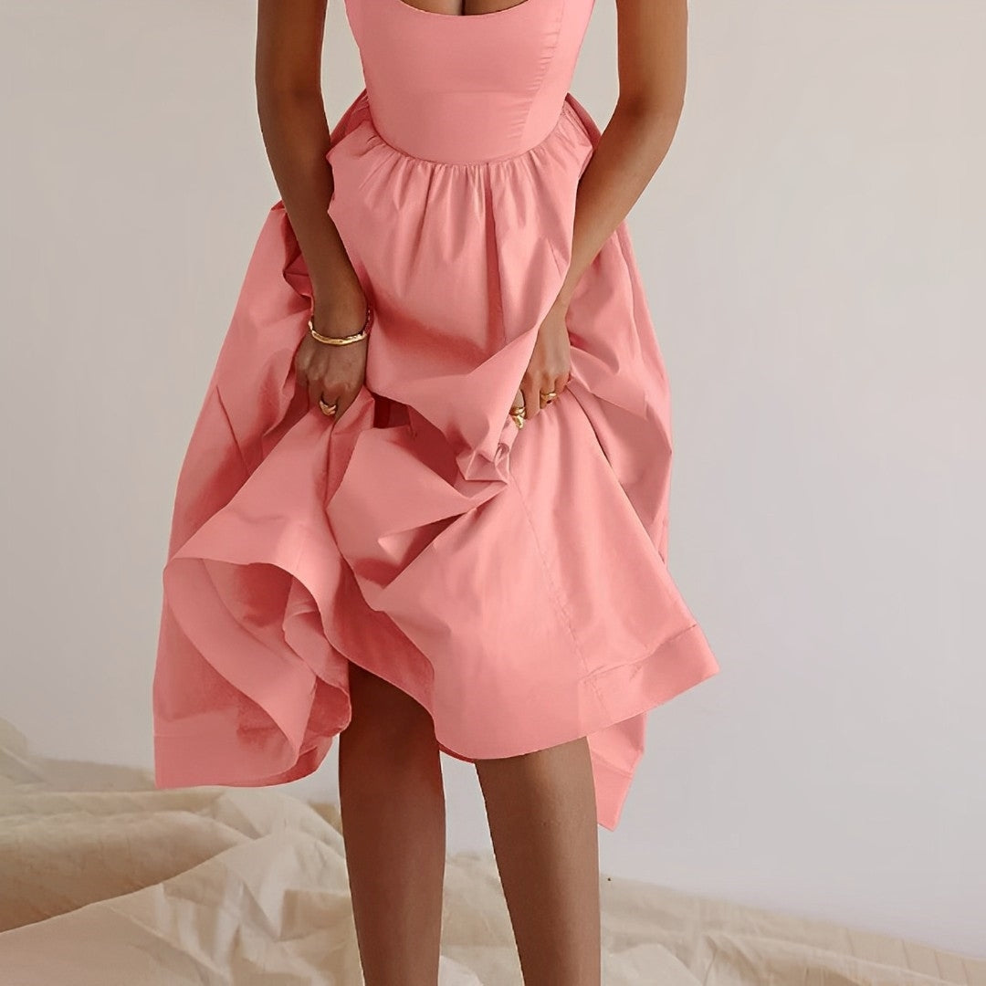 A-Line Fitted Flared Midi Dress for Women