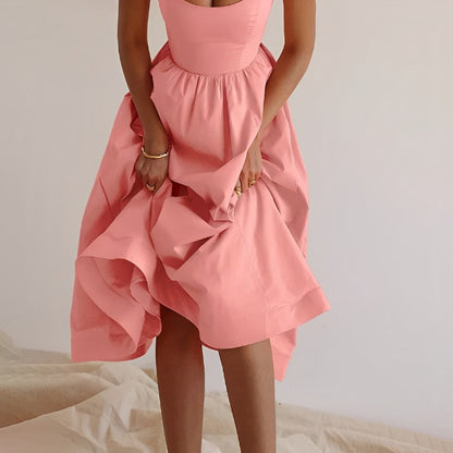 A-Line Fitted Flared Midi Dress for Women