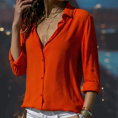 Satin Long Sleeve Blouse for Women