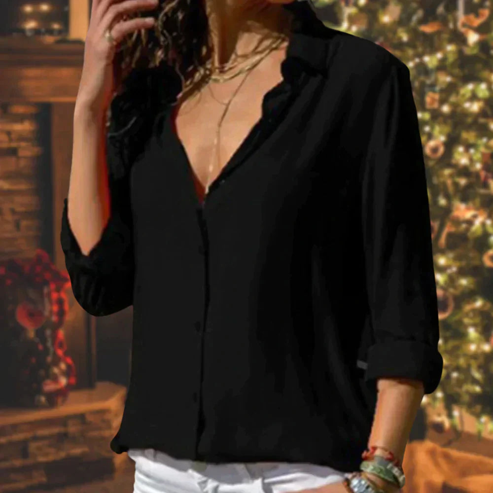 Satin Long Sleeve Blouse for Women