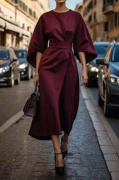 Wide Sleeve Midi Dress for Women