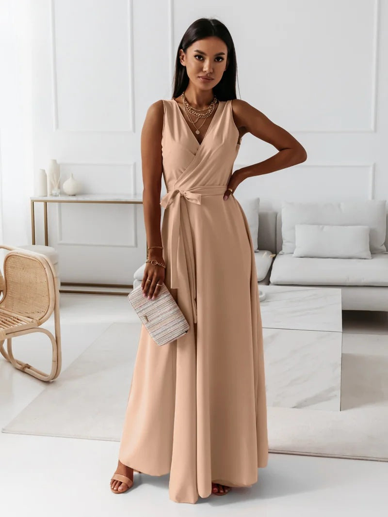 Asymmetric Fitted Full-Length Maxi Dress with One-Shoulder for Women