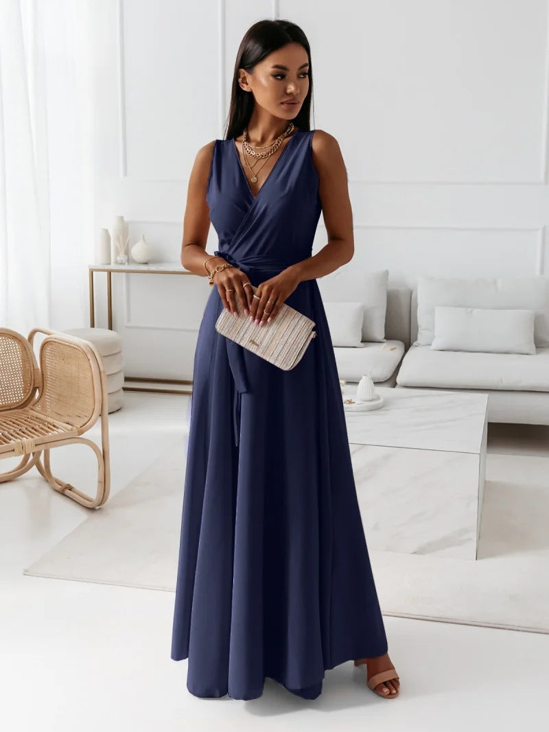 Asymmetric Fitted Full-Length Maxi Dress with One-Shoulder for Women