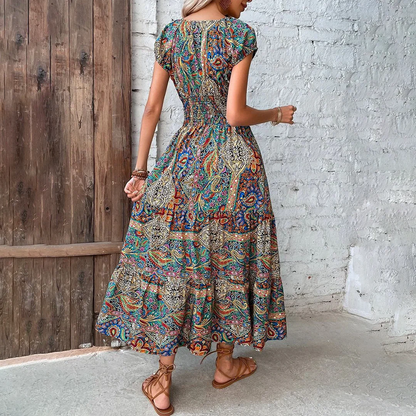 Flowing Full-Length Boho Maxi Dress for Women