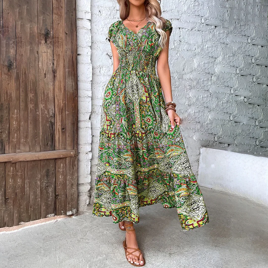 Flowing Full-Length Boho Maxi Dress for Women