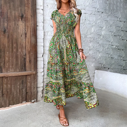 Flowing Full-Length Boho Maxi Dress for Women