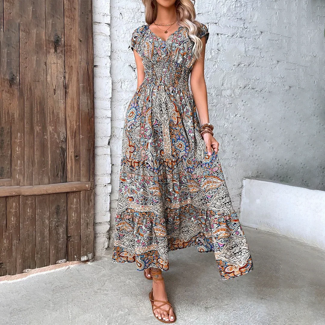 Flowing Full-Length Boho Maxi Dress for Women