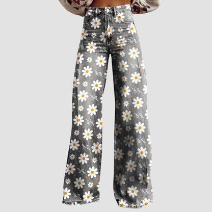 Wide Leg Trousers Printed Boho Floral & Pattern for Women