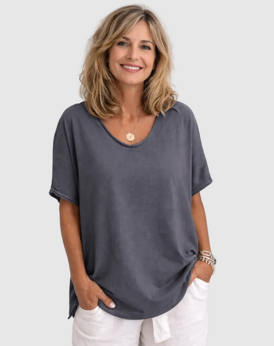 Oversized T-Shirt Round Neck Relaxed Fit Top for women