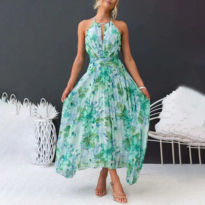 Flowing Full-Length Boho Maxi Dress with Sleeveless for Women