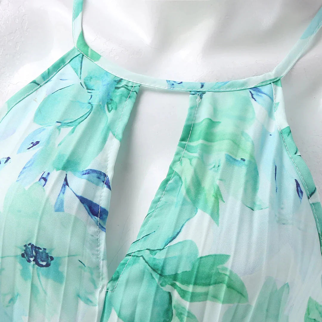 Flowing Full-Length Boho Maxi Dress with Sleeveless for Women