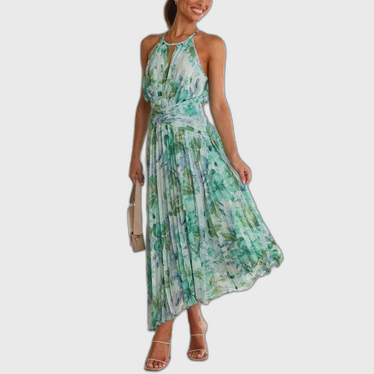 Flowing Full-Length Boho Maxi Dress with Sleeveless for Women