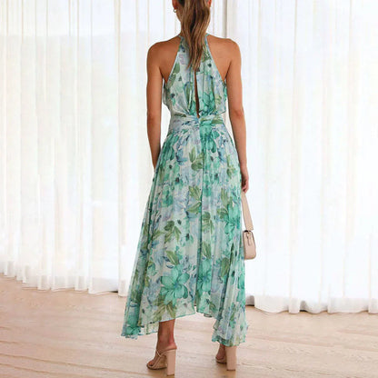 Flowing Full-Length Boho Maxi Dress with Sleeveless for Women