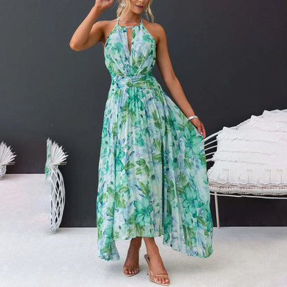 Flowing Full-Length Boho Maxi Dress with Sleeveless for Women