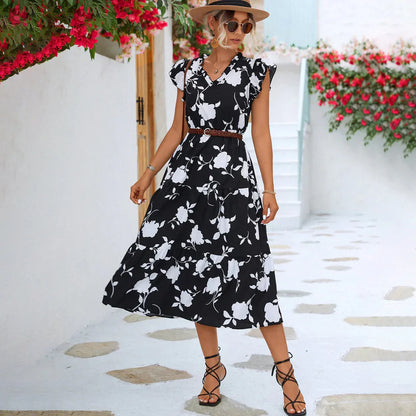 Floral Sleeveless Midi Dress for Women