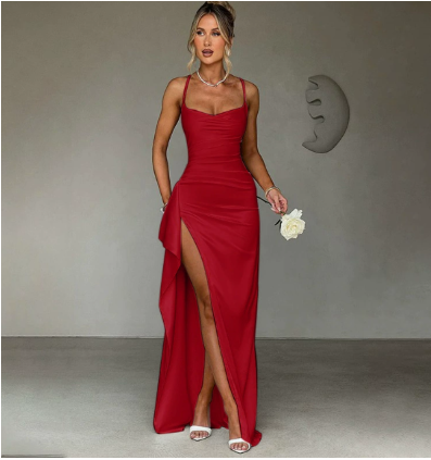 High Slit Full-Length Elegant Maxi Dress for Women