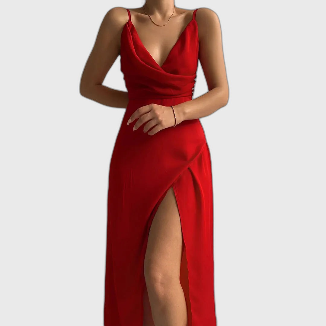 Fitted Full-Length Evening Maxi Dress with Sleeveless for Women