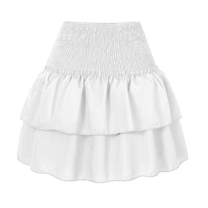 Boho Ruffle Midi Skirt with Stretch Waistband for women