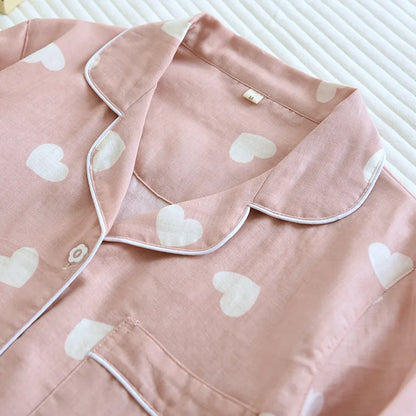 Heart Print Full-Length Long Sleeve Top for Women