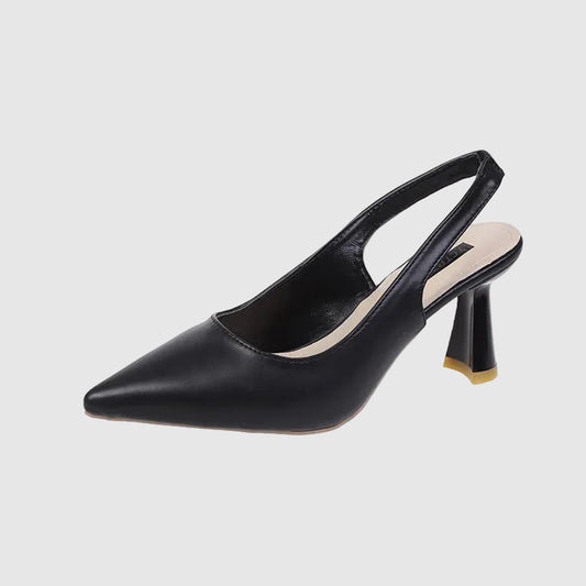 Pointed Toe Kitten Heel Mule Shoes in Black Beige and Apricot for Women