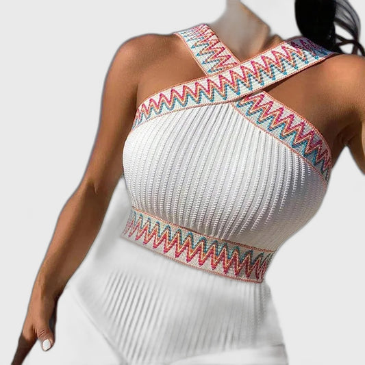Printed Ribbed Bikini Set for Women