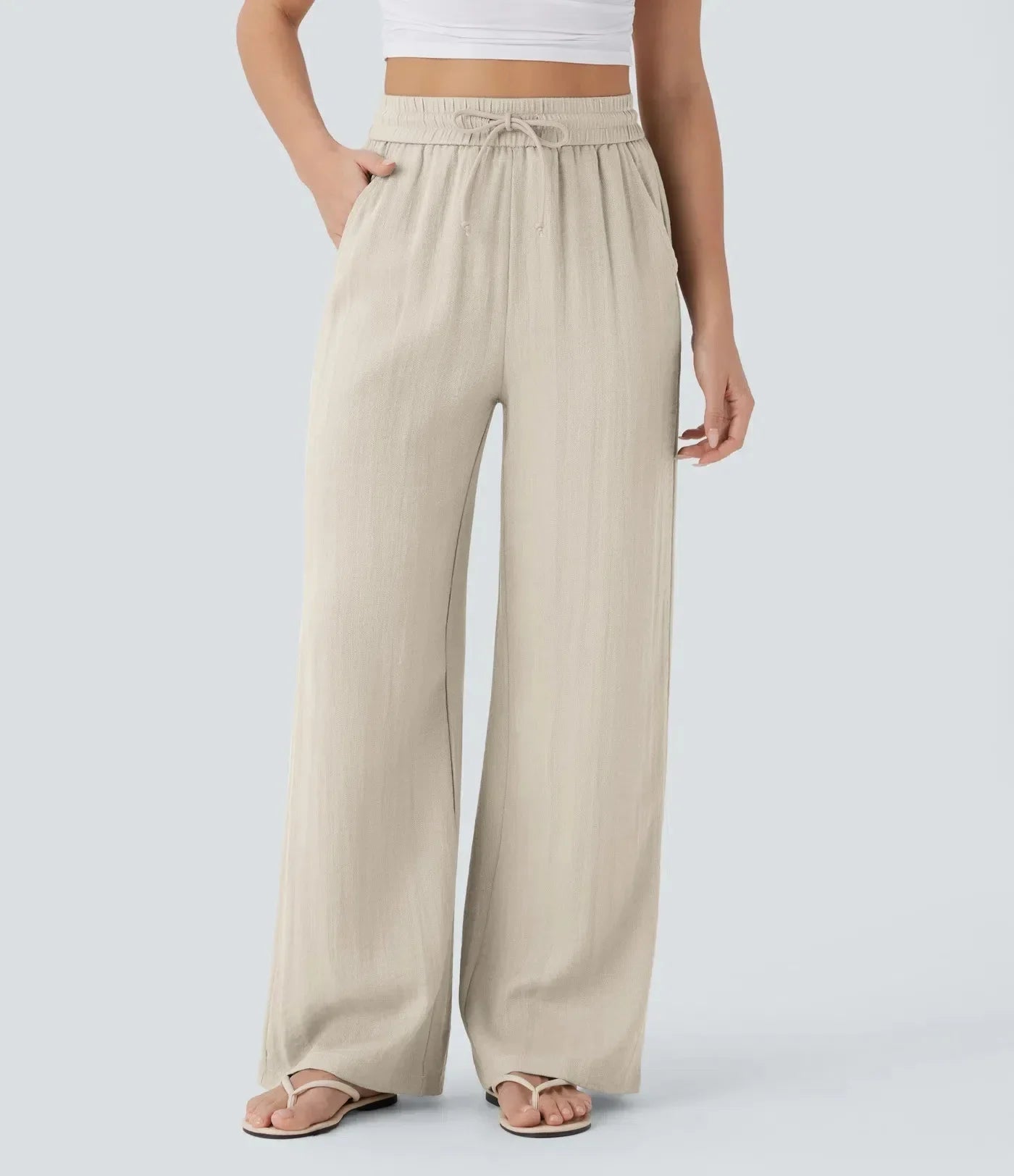 Linen Trousers Wide Leg High Waist for Women