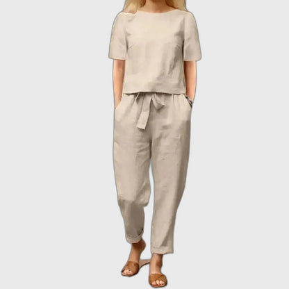 Linen Relaxed Fit Full-Length Two Piece Set for Women