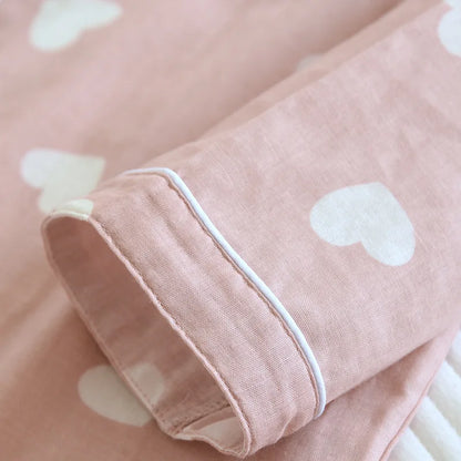 Heart Print Full-Length Long Sleeve Top for Women