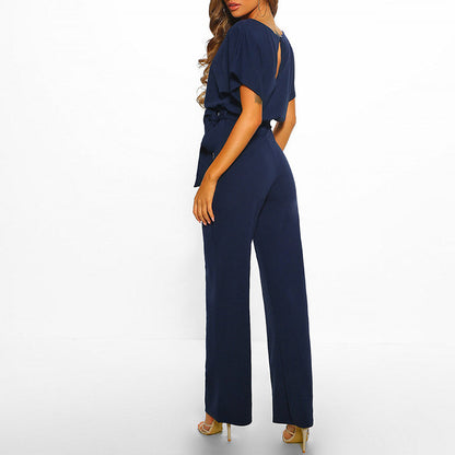Cropped Full-Length Elegant Jumpsuit with Bow for Women