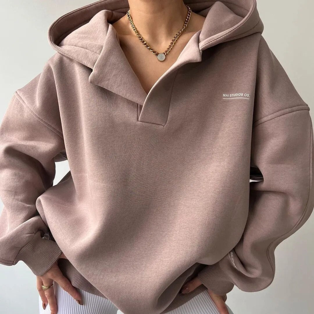V-Neck Oversized Hoodie