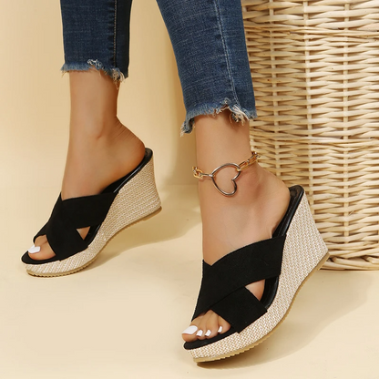 Footbed Sandals with Buckle Strap for Women
