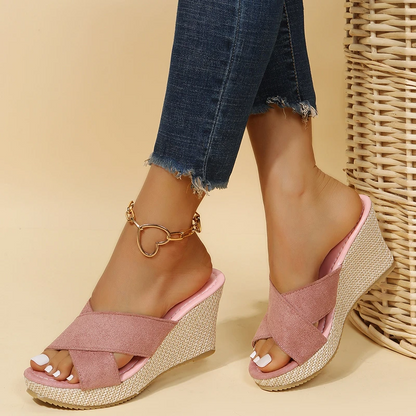 Footbed Sandals with Buckle Strap for Women