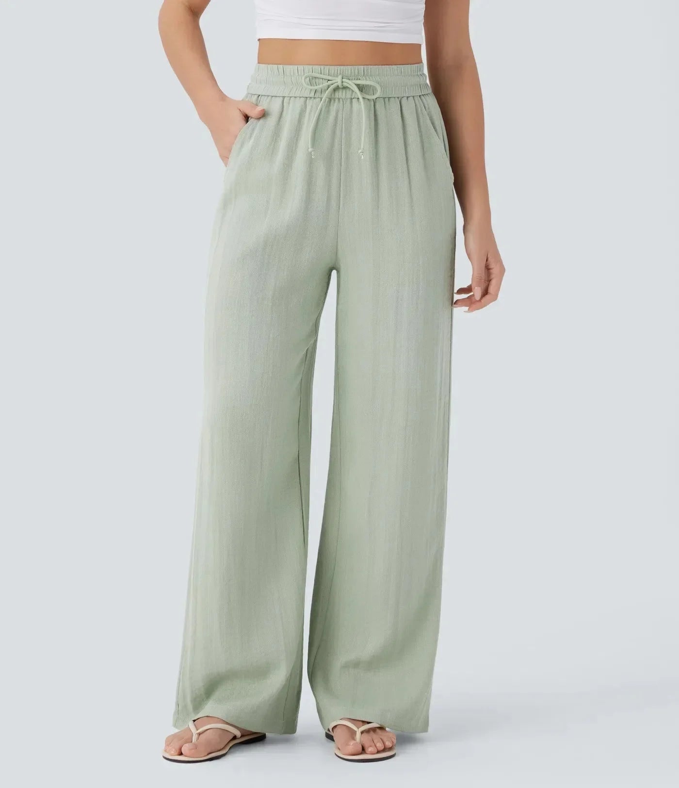 Linen Trousers Wide Leg High Waist for Women