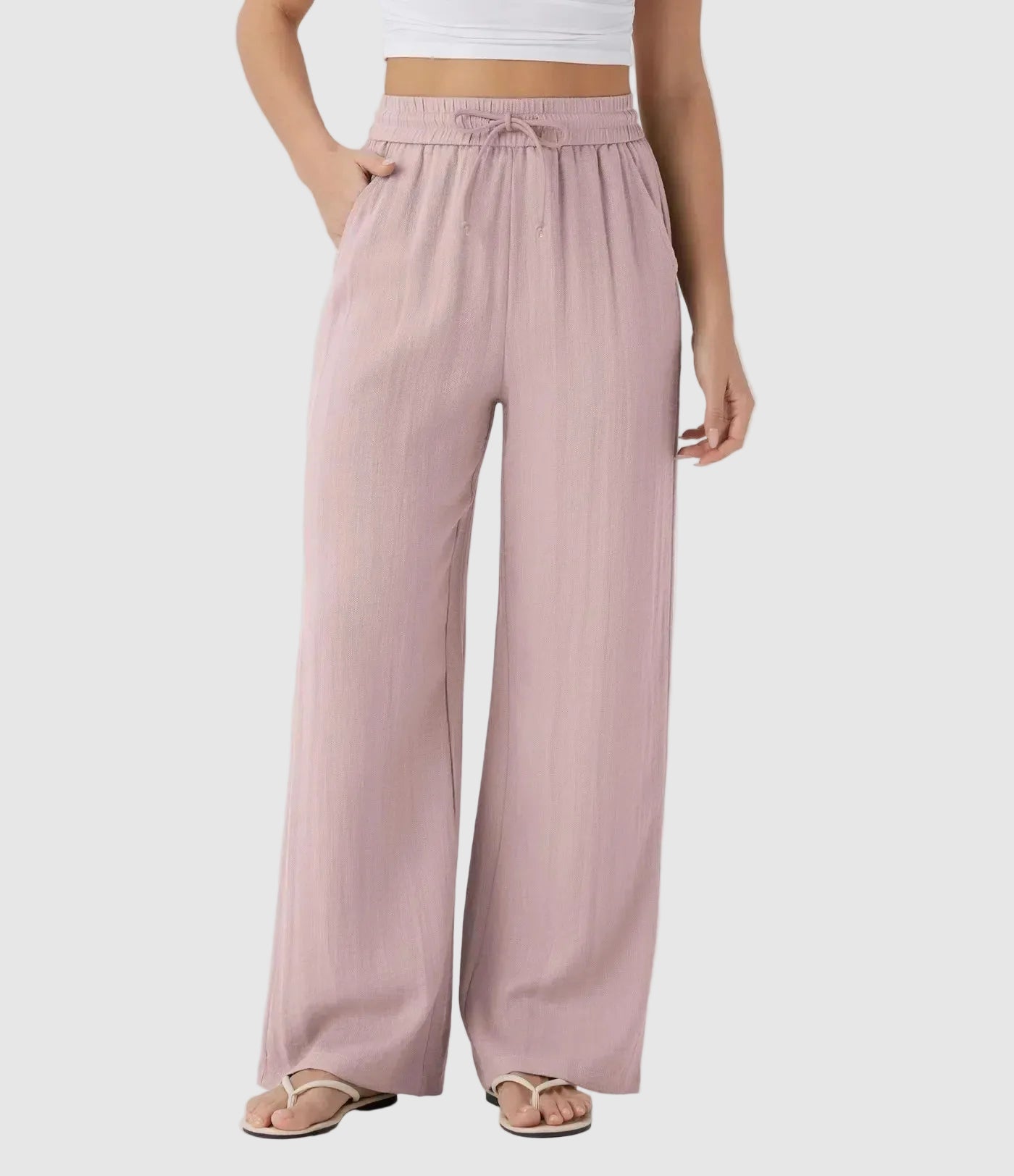 Linen Trousers Wide Leg High Waist for Women