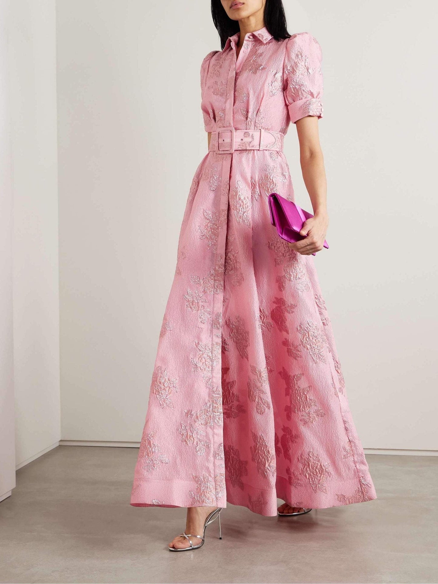 Floral Flowing Short Sleeve Midi Dress for Women