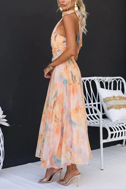 Floral Flowing Sleeveless Maxi Dress for Women